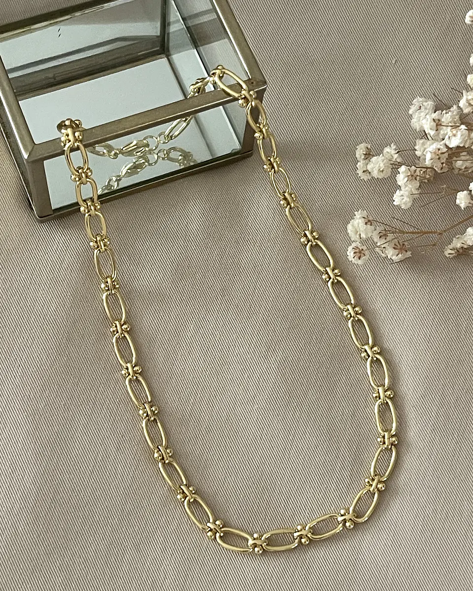Collar Leia eslabones mixtos gold 8