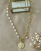 Collar Medalla Virgen Circones con perlas y eslabones gold - Miniatura 2