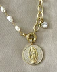 Collar Medalla Virgen Circones con perlas y eslabones gold - Miniatura 3