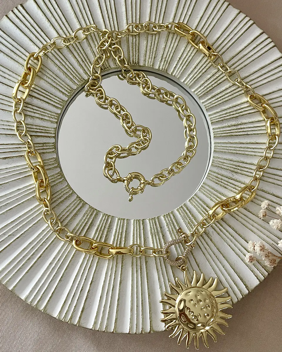 Collar XL Maxi Girasol eslabones mixtos  2
