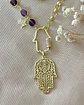 Collar XL Dúo de Mano Protectora de Fátima Amatistas y eslabones gold - Miniatura 6
