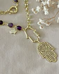 Collar XL Dúo de Mano Protectora de Fátima Amatistas y eslabones gold - Miniatura 3