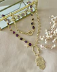 Collar XL Dúo de Mano Protectora de Fátima Amatistas y eslabones gold - Miniatura 8