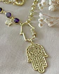 Collar XL Dúo de Mano Protectora de Fátima Amatistas y eslabones gold - Miniatura 9