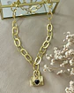 Collar Candado corazón Black maxi eslabones martillados gold  - Miniatura 3