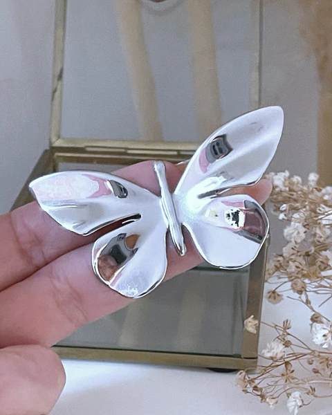 Broche Maxi Mariposa Metallic Silver