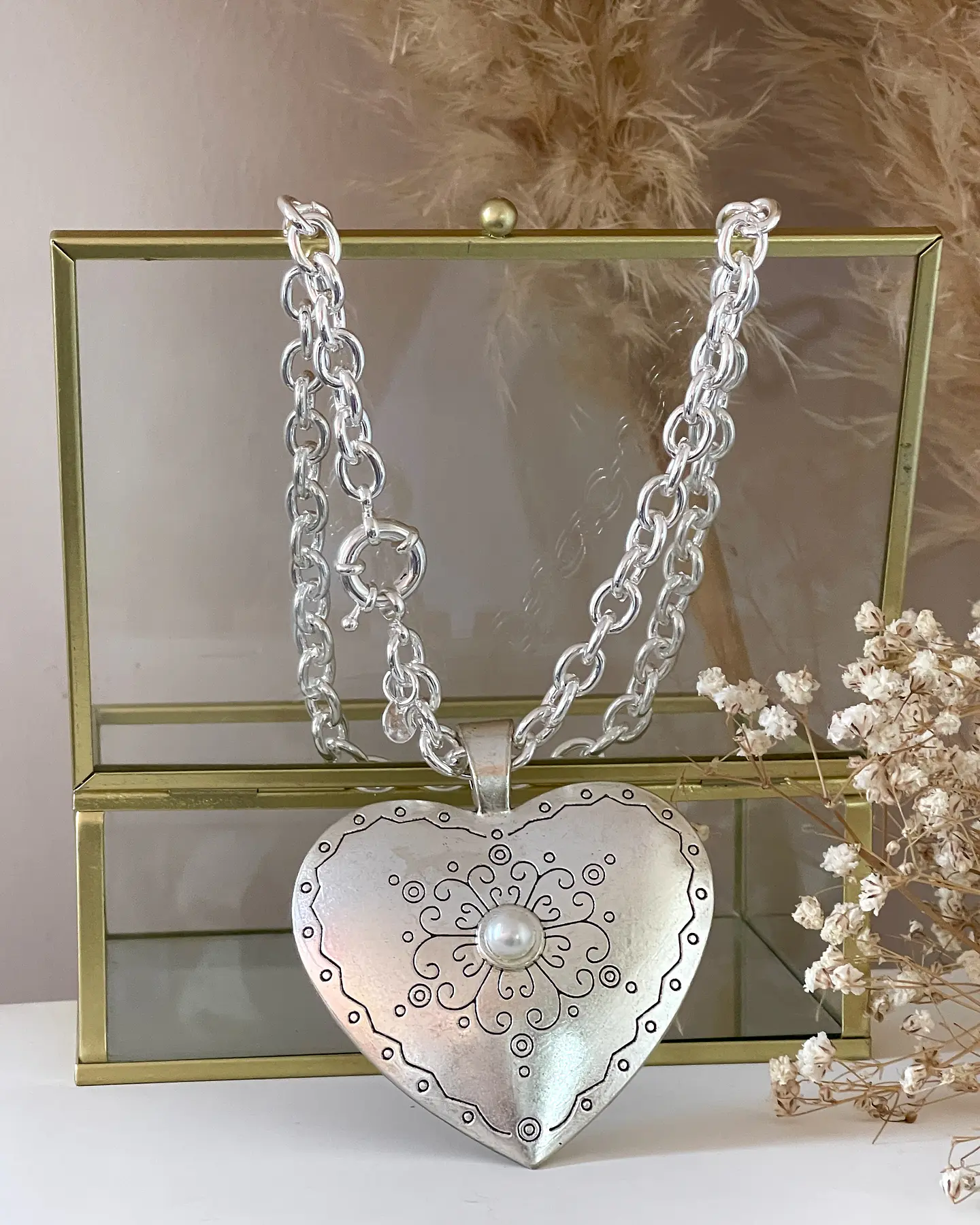 Collar Maxi Corazon Silver eslabones ovalados 6