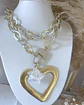 Collar XL  Maxi Corazón Chapado  Estrella cuarzo Tornasol Gold - Miniatura 2