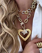 Collar XL  Maxi Corazón Chapado  Estrella cuarzo Tornasol Gold - Miniatura 1