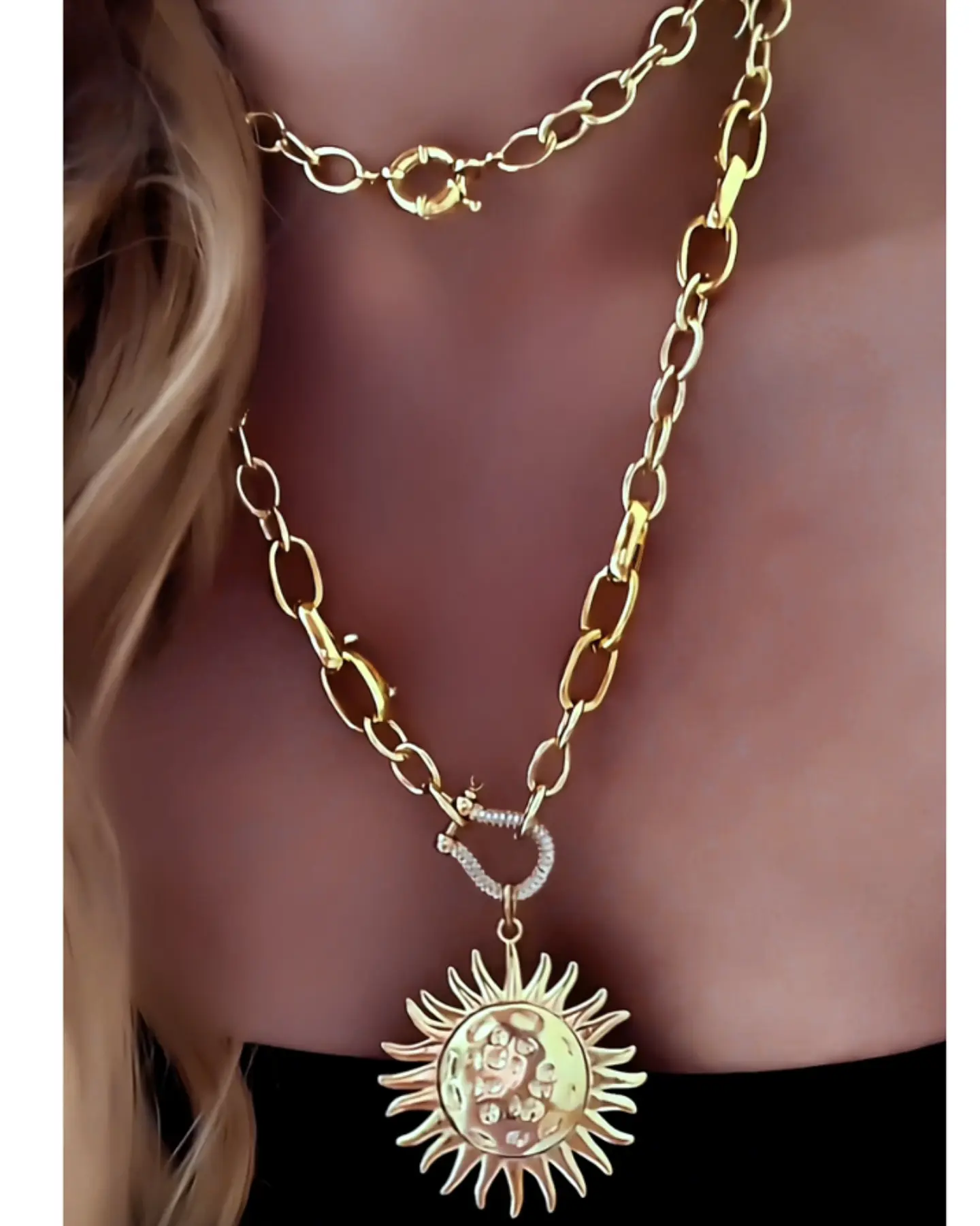 Collar XL Maxi Girasol eslabones mixtos  1