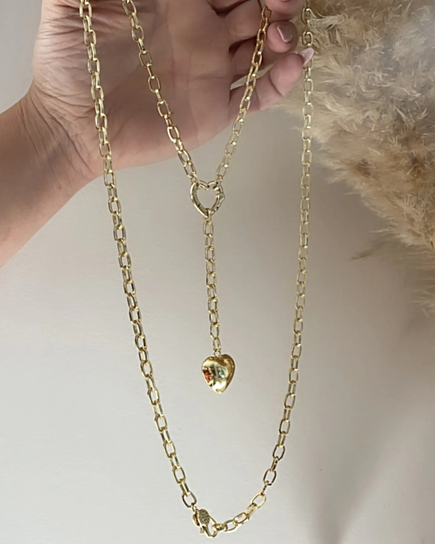 Collar XL Corazón Lariat con conector Gold  7
