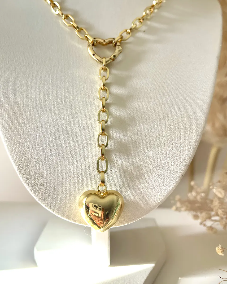 Collar XL Corazón Lariat con conector Gold  3