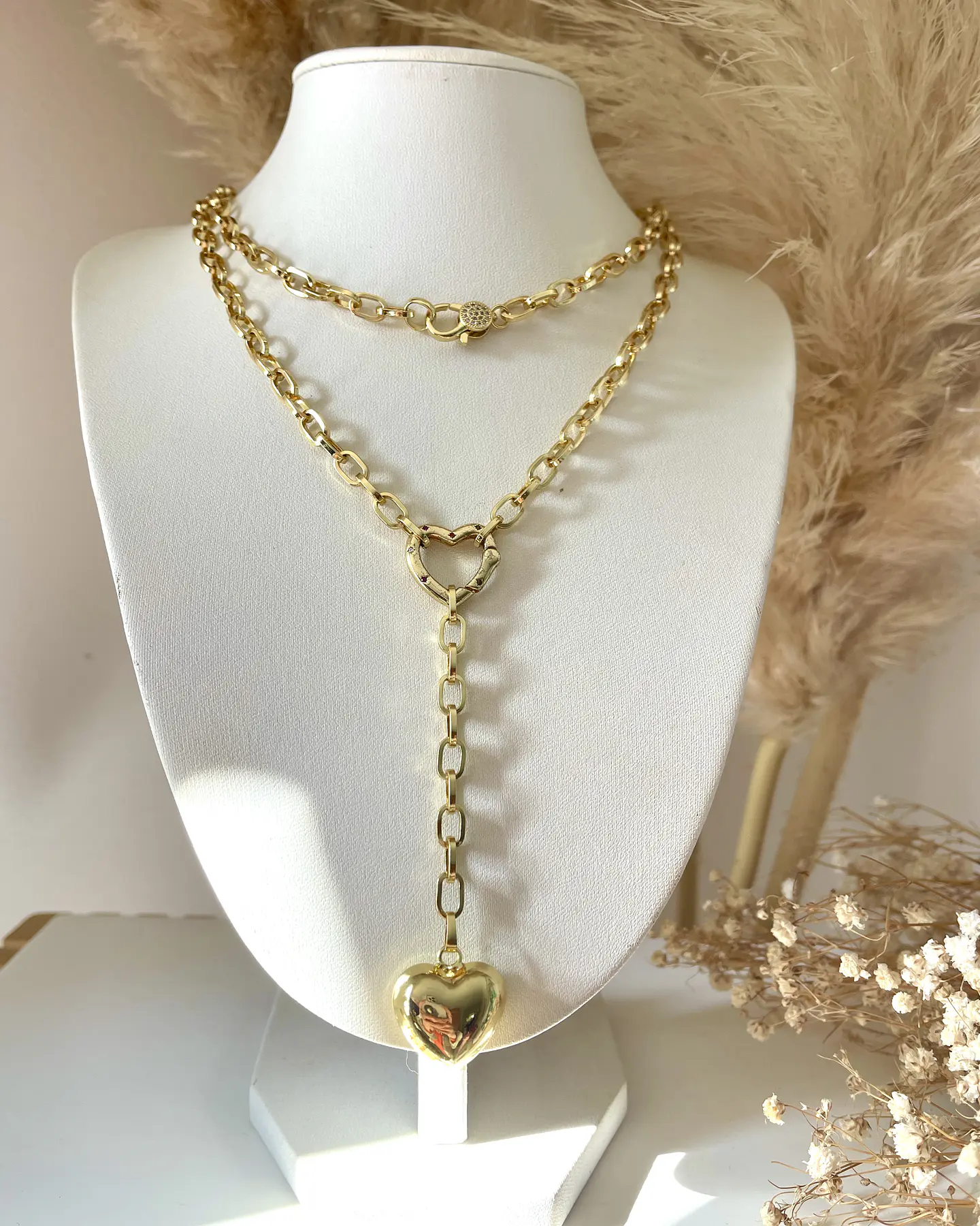 Collar XL Corazón Lariat con conector Gold  5