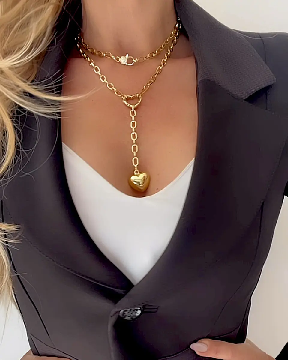 Collar XL Corazón Lariat con conector Gold  1