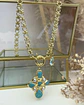 Collar Cruz Turquesa Perlas cristal Gold - Miniatura 1