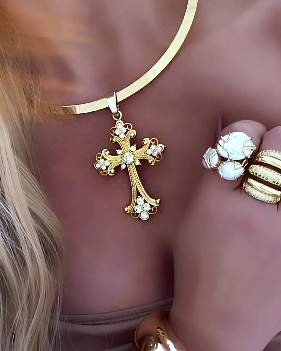 Collar Tiara Gruesa Maxi Cruz Gold 1