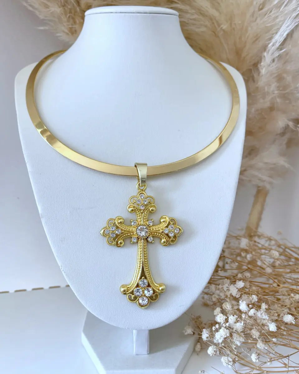 Collar Tiara Gruesa Maxi Cruz Gold 2