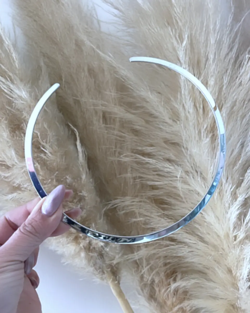 Collar Tiara Gruesa Maxi Corazon Silver 5