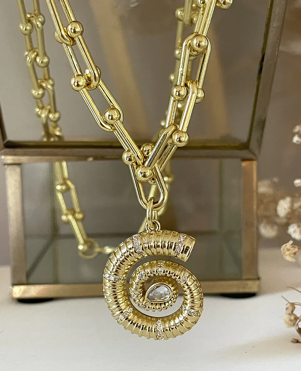 Collar Caracola eslabones Tiffany Gold 3
