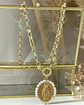 Collar Medallón Virgen Rayos Perlas punto luz Gold - Miniatura 6