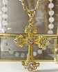 Collar Maxi Cruz Cuarzo Blanco Gold - Miniatura 3