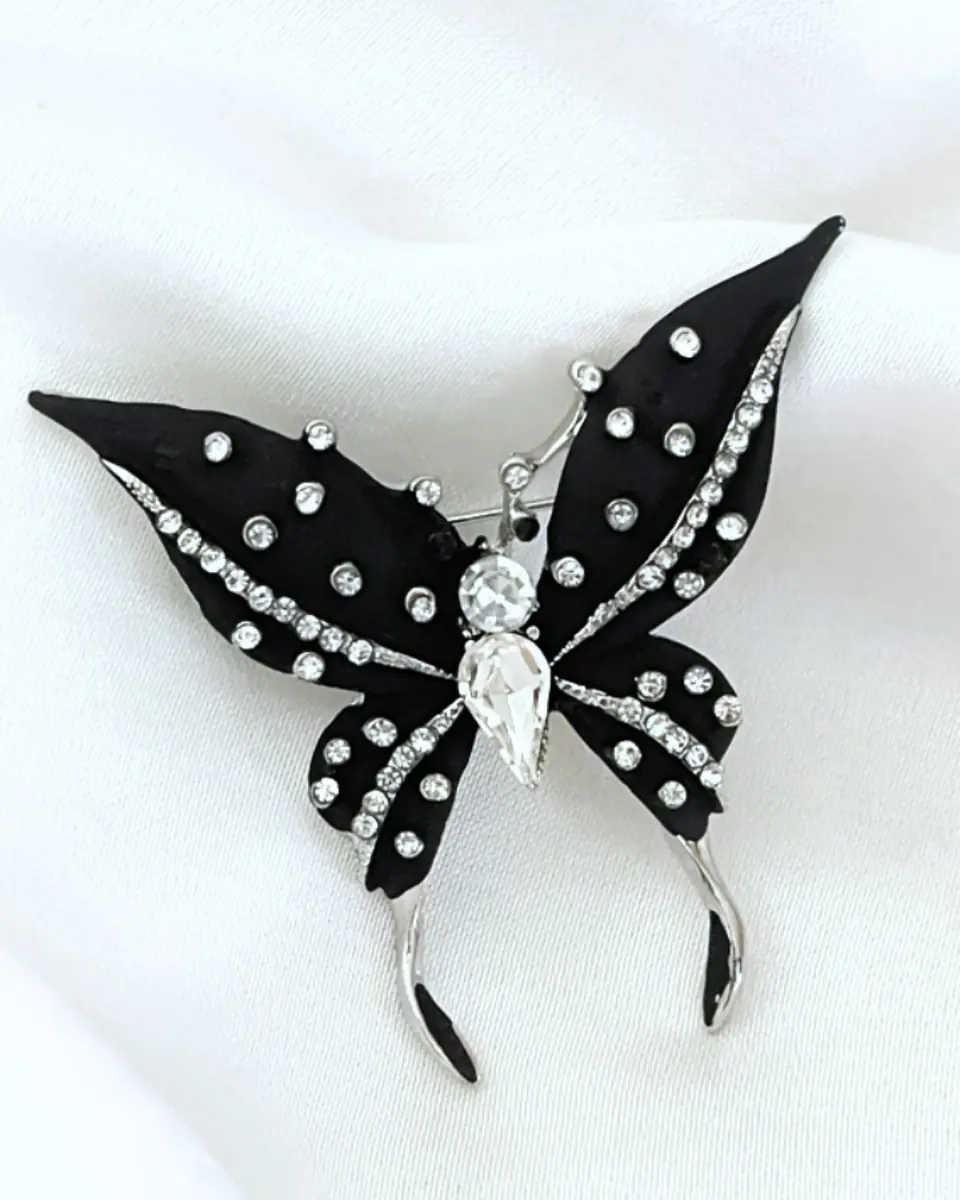 Broche Mariposa Strass Black 2