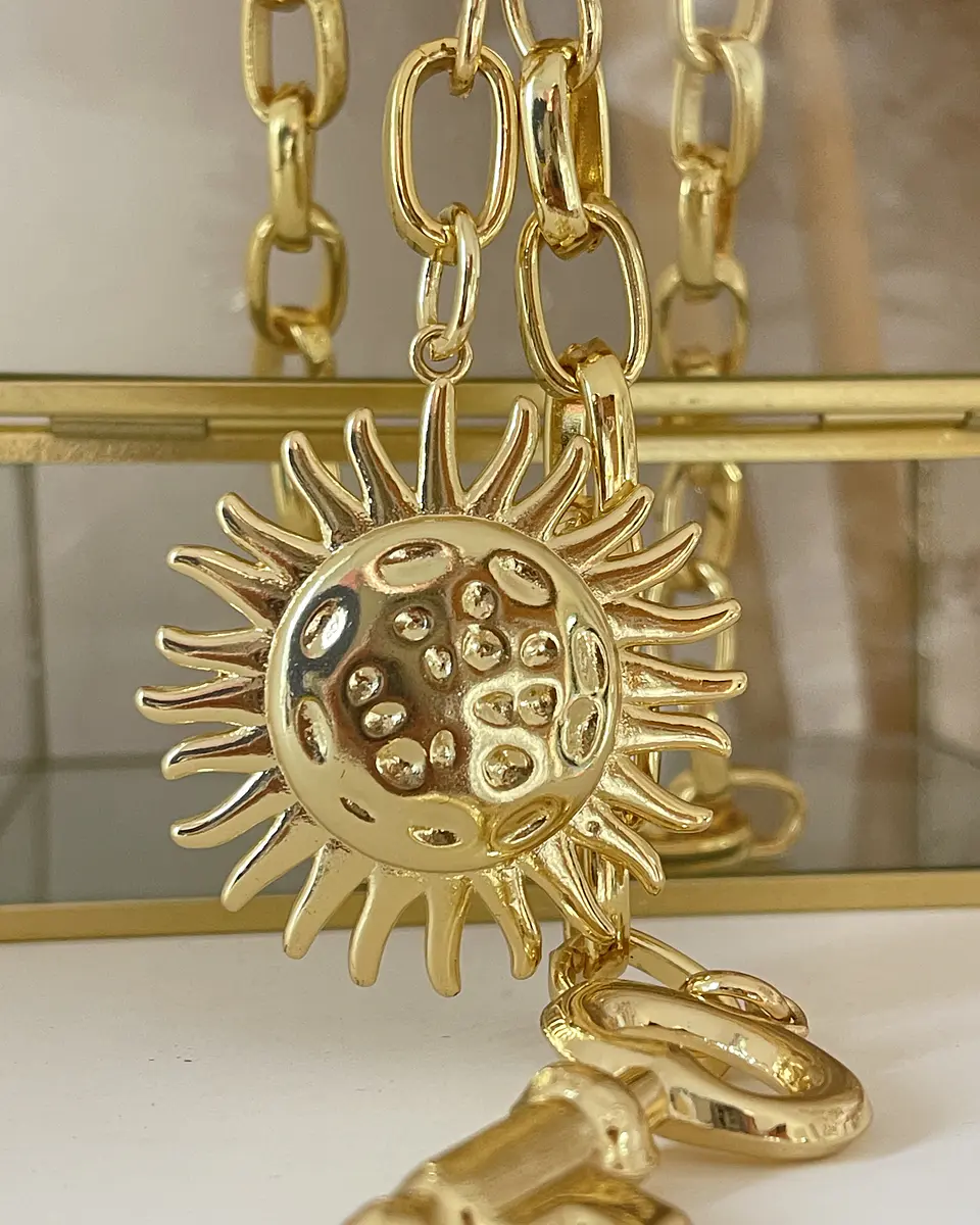 Collar Maxi Girasol y Llave broche Luxury Gold 3