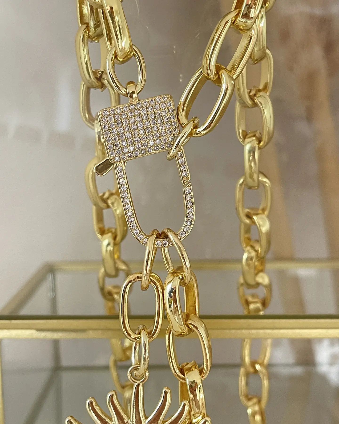 Collar Maxi Girasol y Llave broche Luxury Gold 4