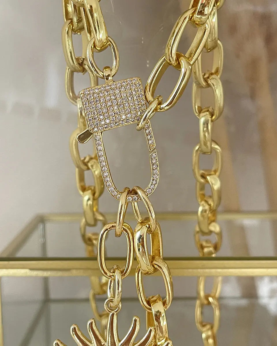 Collar Maxi Girasol y Llave broche Luxury Gold 4