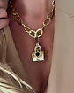 Collar Candado corazón Black maxi eslabones Gold - Miniatura 1