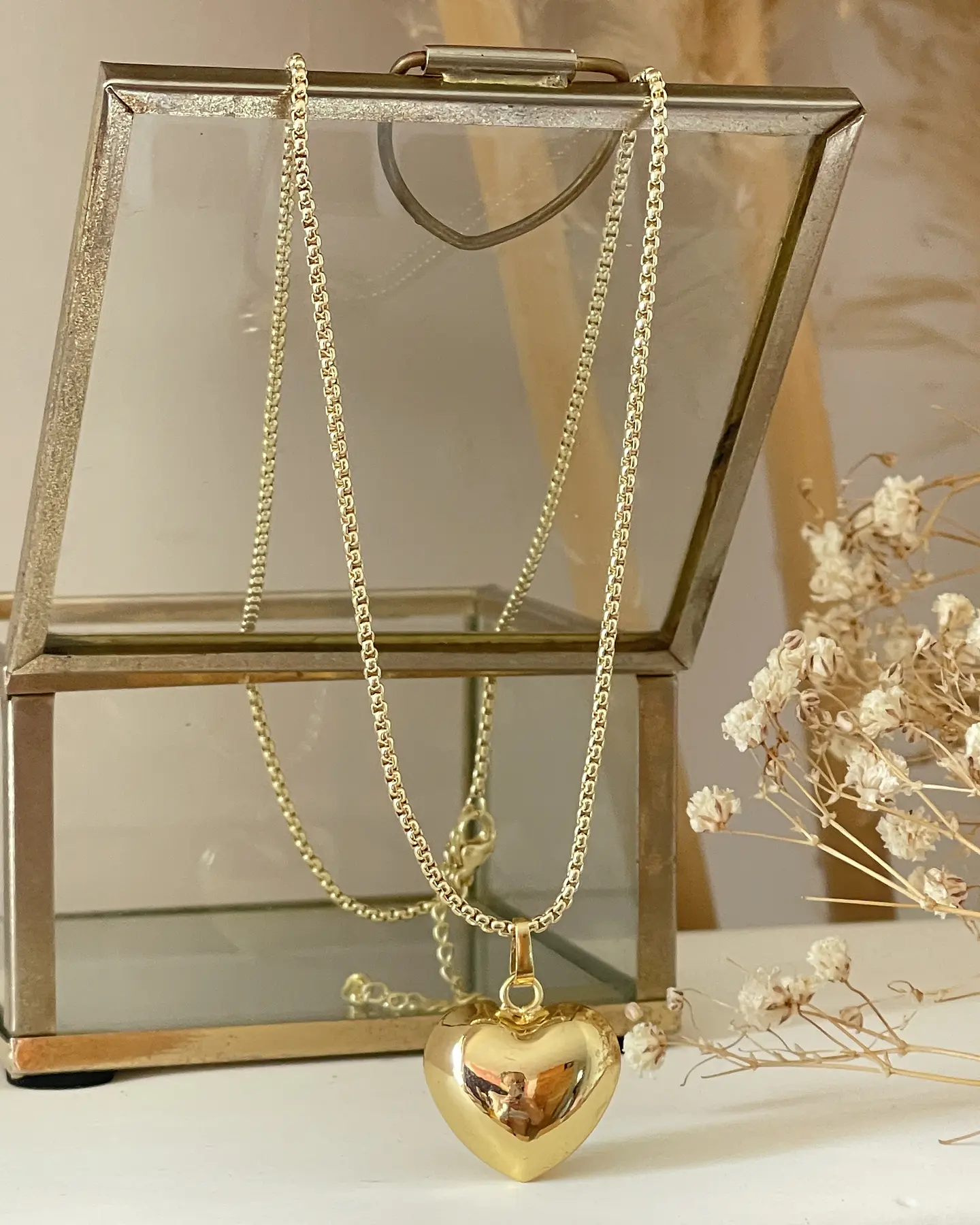 Collar Corazón Inflado Cadena Veneciana Gold 5