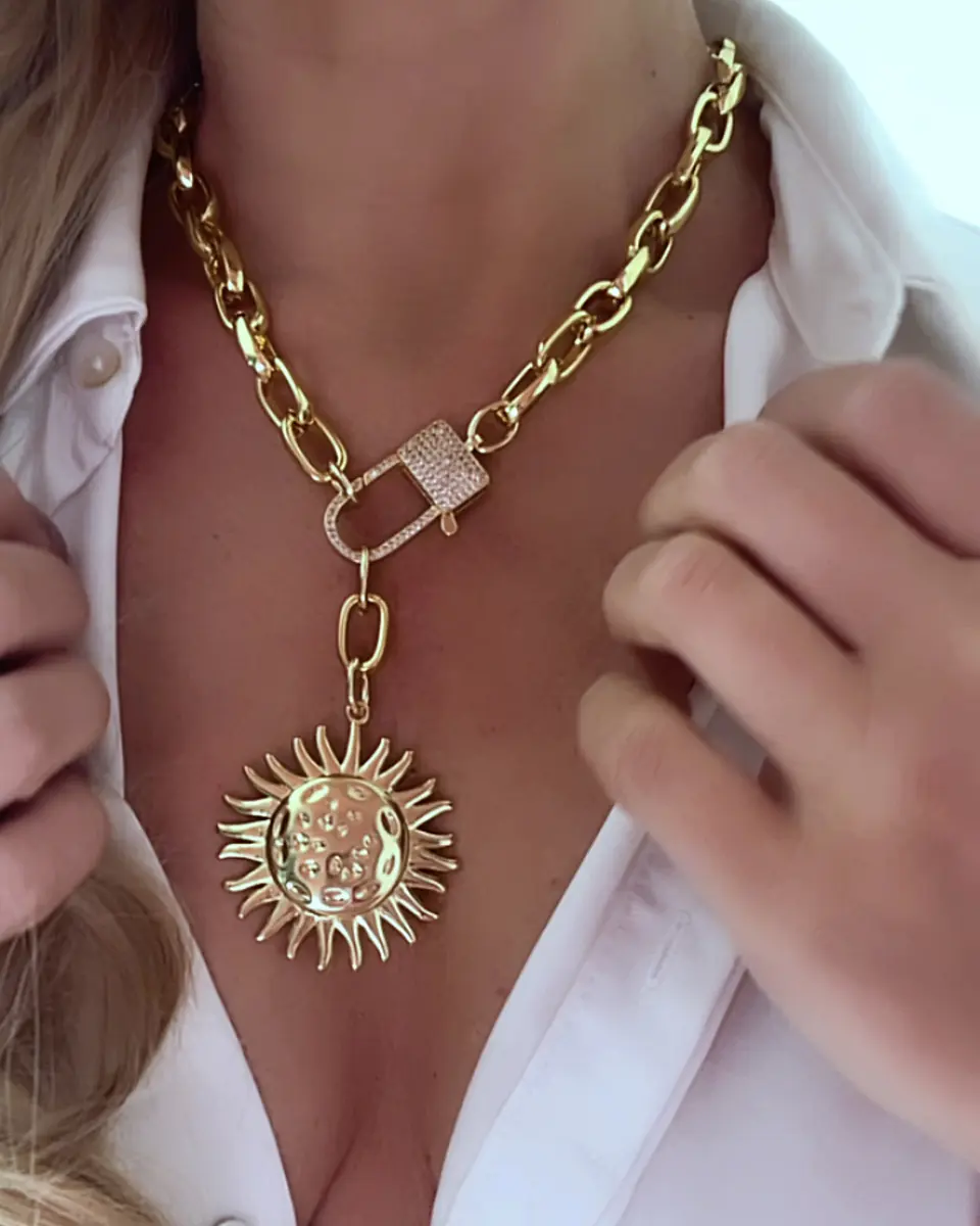 Collar Maxi Girasol y Llave broche Luxury Gold 9