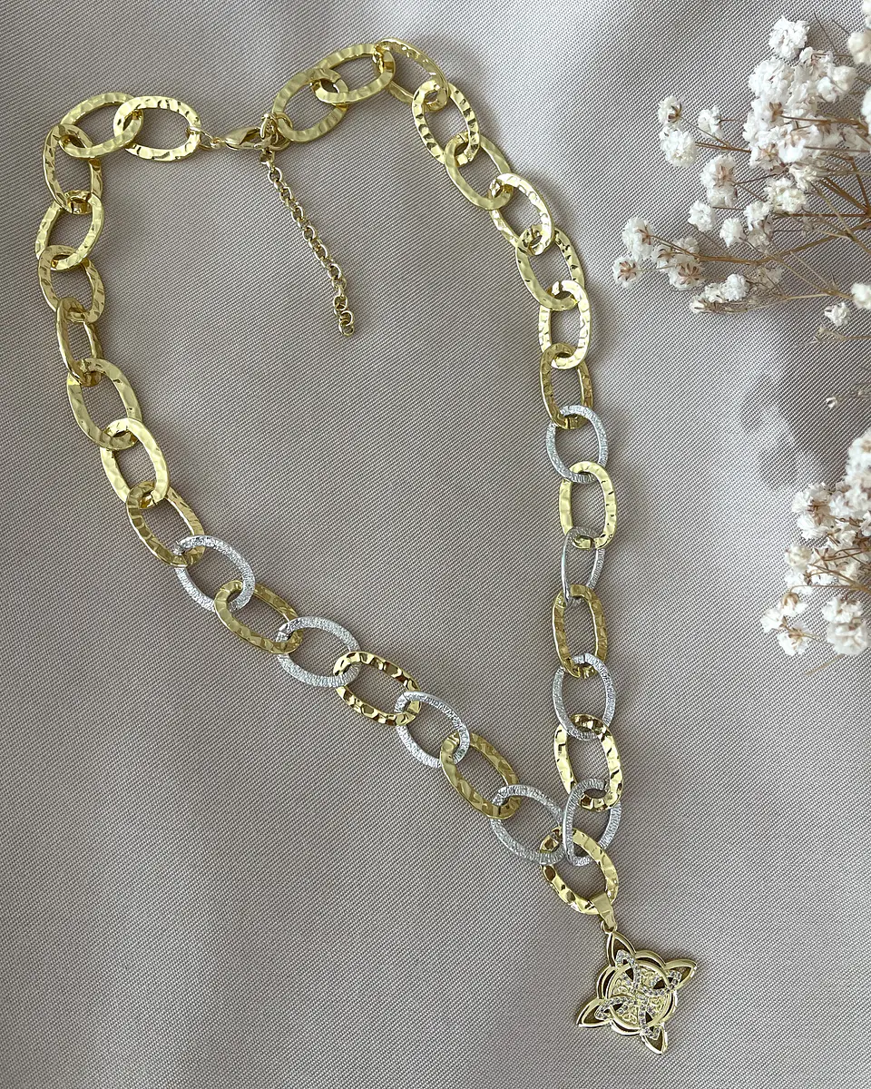 Collar Nudo de Bruja Maxi Eslabones Silver & Gold 2