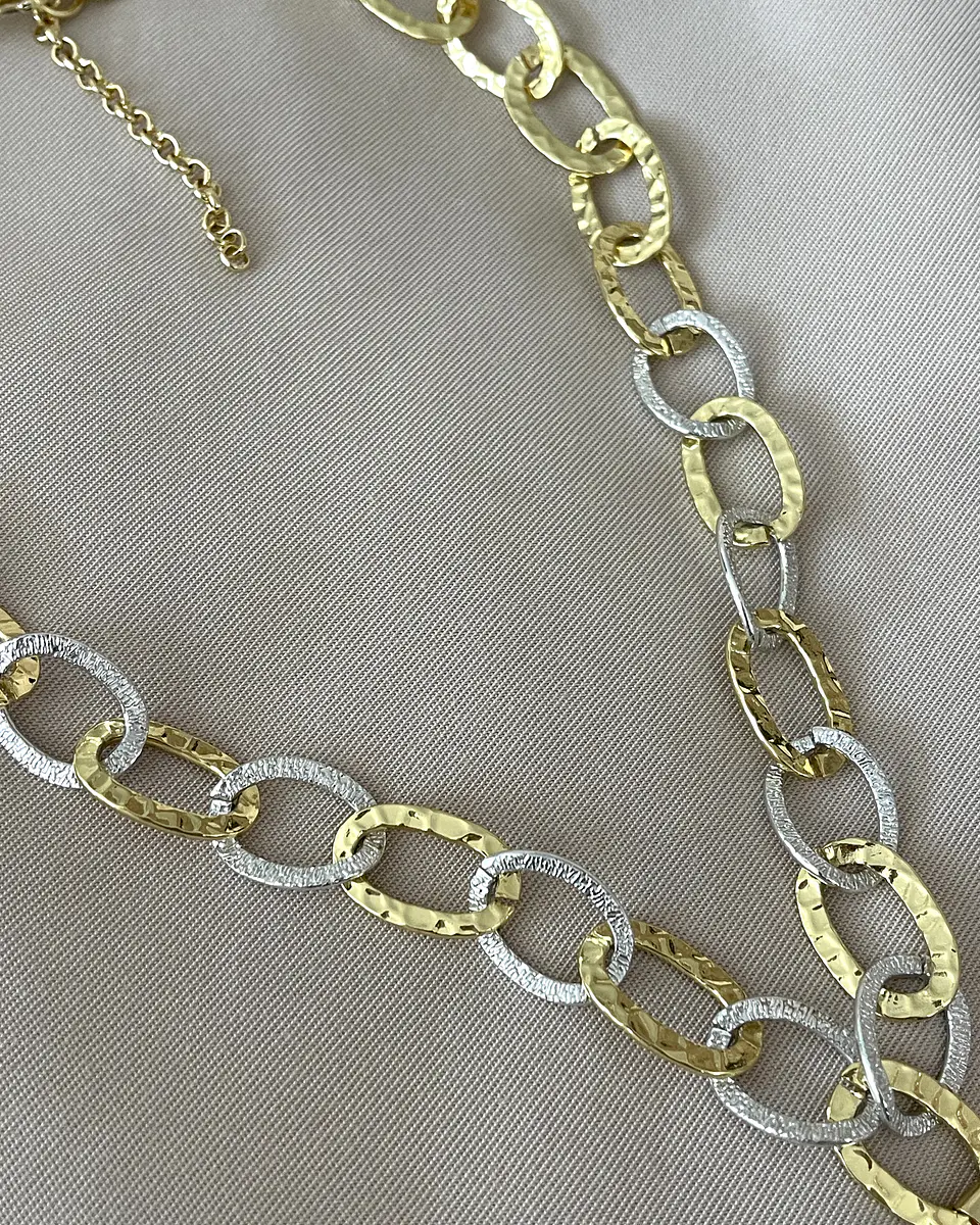Collar Nudo de Bruja Maxi Eslabones Silver & Gold 8