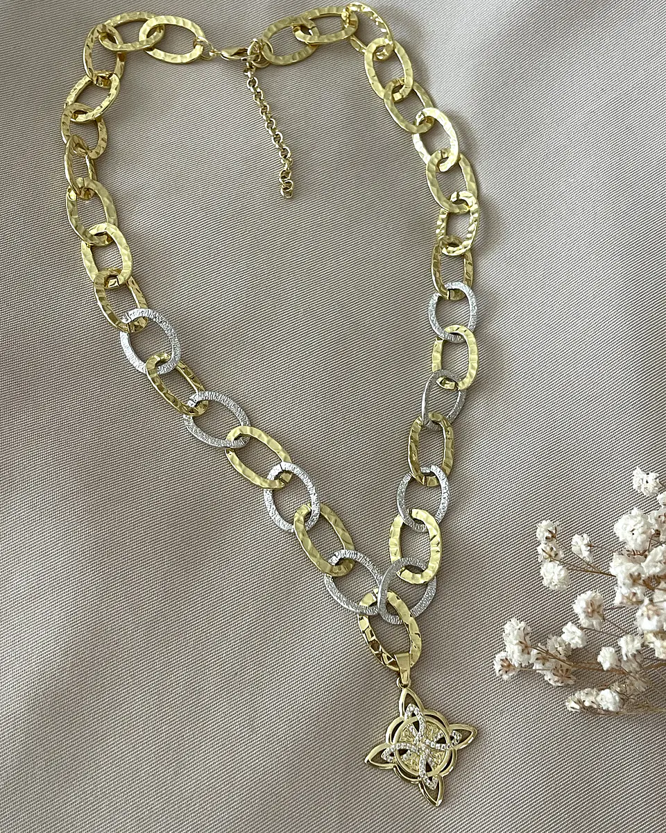 Collar Nudo de Bruja Maxi Eslabones Silver & Gold 7