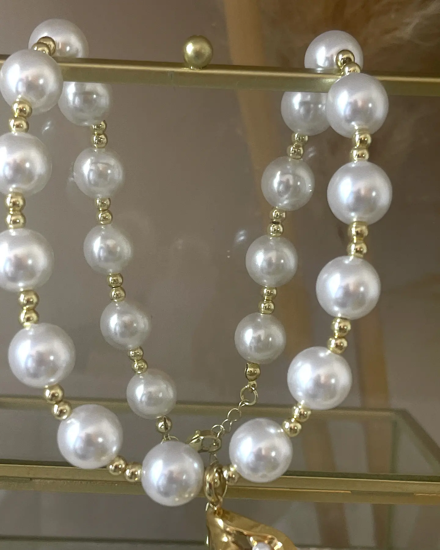 Collar Maxi Caracola Perlas Gold 5