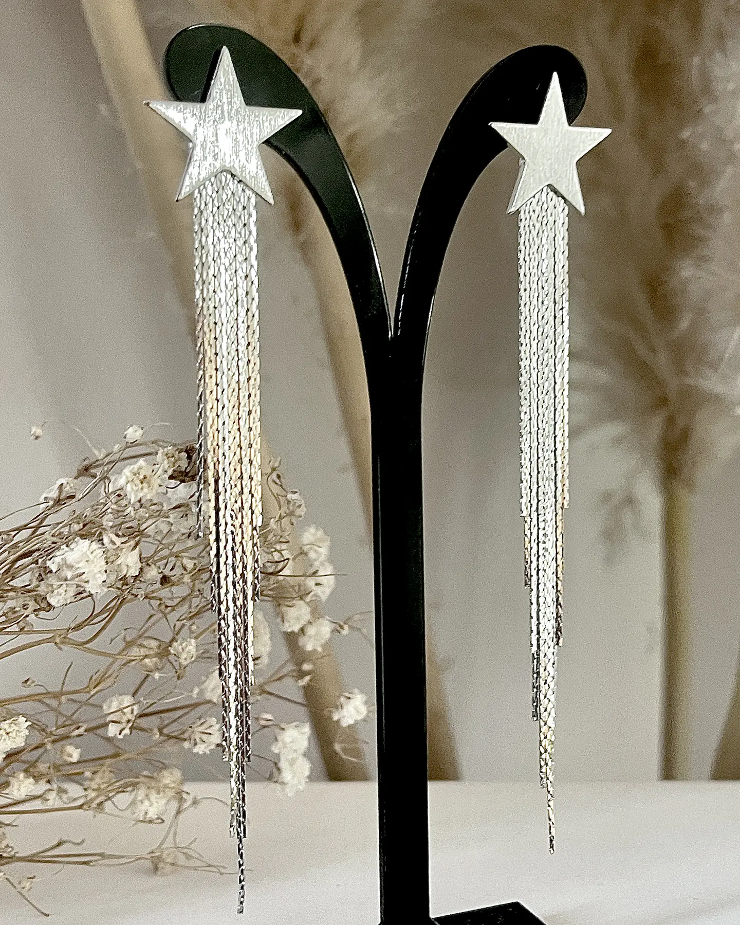 Aros Estrella Cascada Flecos Silver 5