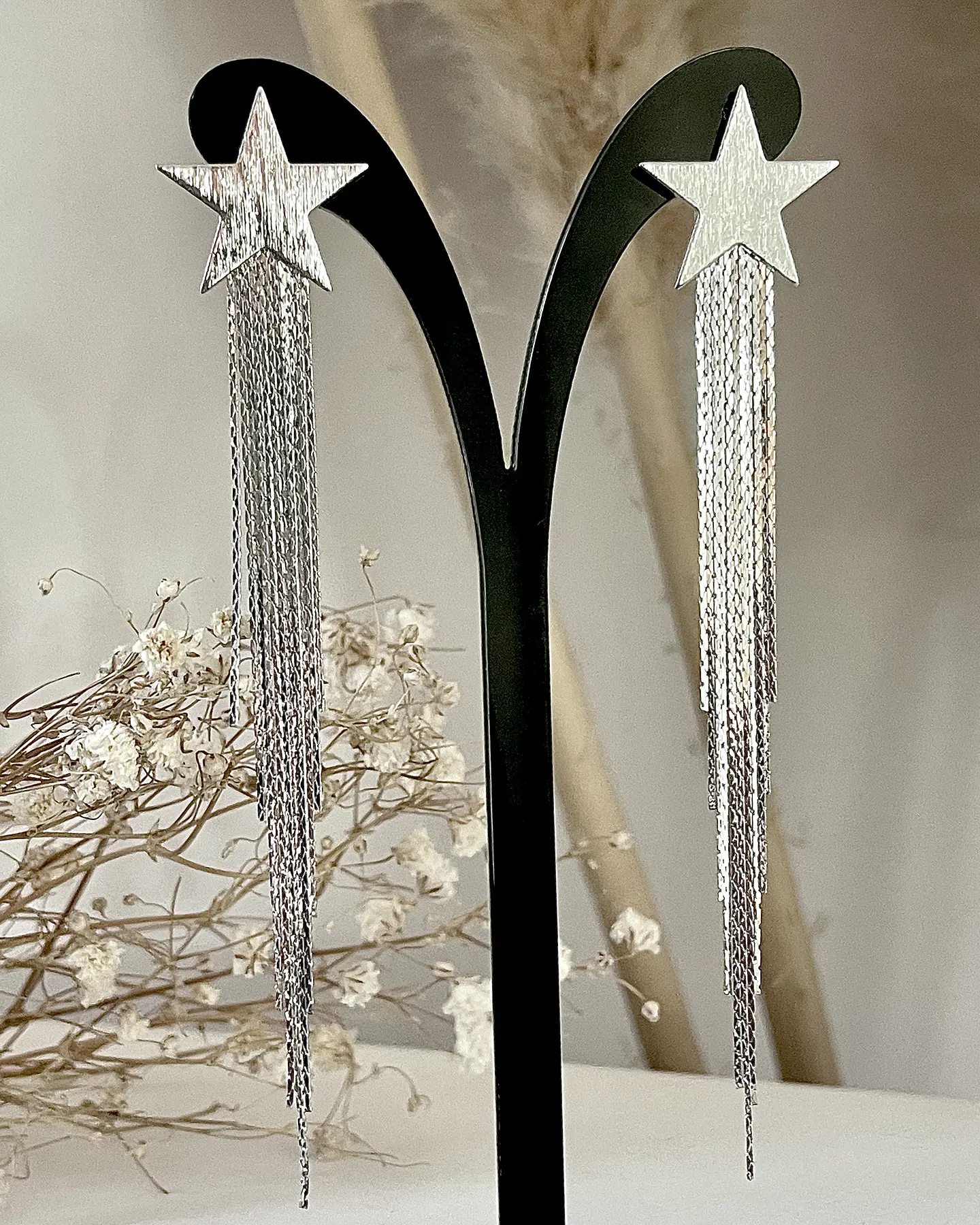 Aros Estrella Cascada Flecos Silver 6