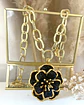 Collar XL Maxi Camelia Black Esmaltada Gold - Miniatura 7