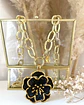 Collar XL Maxi Camelia Black Esmaltada Gold - Miniatura 12