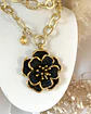 Collar XL Maxi Camelia Black Esmaltada Gold - Miniatura 13