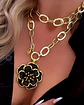 Collar XL Maxi Camelia Black Esmaltada Gold - Miniatura 8
