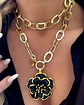 Collar XL Maxi Camelia Black Esmaltada Gold - Miniatura 4