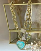 Collar Maxi Corazón Turquesa Broche Luxury Candado Gold - Miniatura 3
