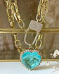 Collar Maxi Corazón Turquesa Broche Luxury Candado Gold - Miniatura 4