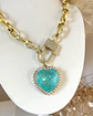 Collar Maxi Corazón Turquesa Broche Luxury Candado Gold - Miniatura 6