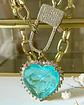 Collar Maxi Corazón Turquesa Broche Luxury Candado Gold - Miniatura 7