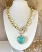 Collar Maxi Corazón Turquesa Broche Luxury Candado Gold - Miniatura 2