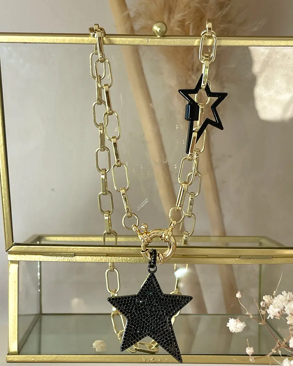 Collar  Estrellas Black Circones Gold 2