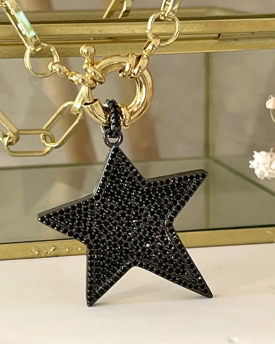 Collar  Estrellas Black Circones Gold 5